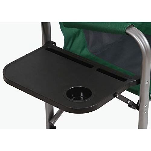  Kamp-Rite Portable Folding Directors Chair with Cooler, Side Table & Cup Holder for Camping, Tailgating, and Sports, 350 LB Capacity, Green & Black