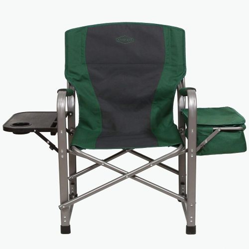  Kamp-Rite Portable Folding Directors Chair with Cooler, Side Table & Cup Holder for Camping, Tailgating, and Sports, 350 LB Capacity, Green & Black