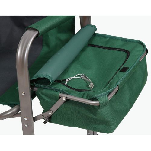  Kamp-Rite Portable Folding Directors Chair with Cooler, Side Table & Cup Holder for Camping, Tailgating, and Sports, 350 LB Capacity, Green & Black
