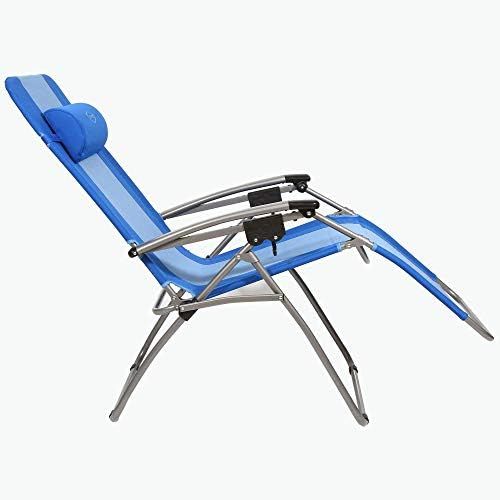  Kamp-Rite Outdoor Furniture Camping Beach Patio Sports Anti Gravity Folding Reclining Chair, Blue