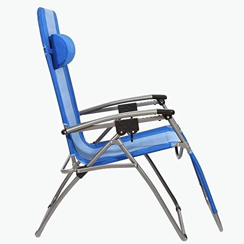  Kamp-Rite Outdoor Furniture Camping Beach Patio Sports Anti Gravity Folding Reclining Chair, Blue