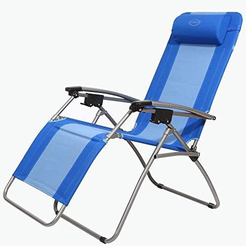  Kamp-Rite Outdoor Furniture Camping Beach Patio Sports Anti Gravity Folding Reclining Chair, Blue