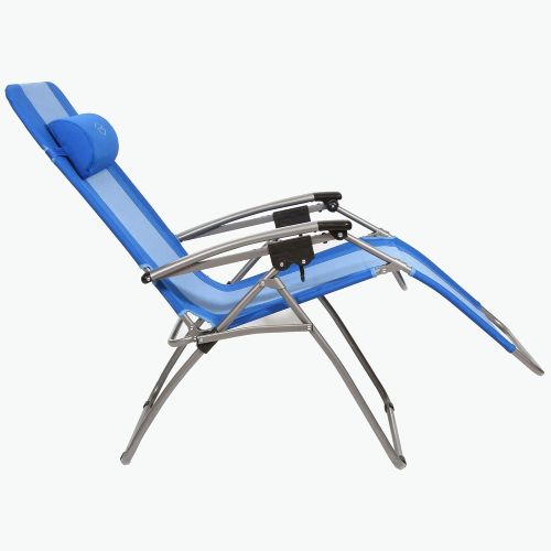  Kamp-Rite Outdoor Furniture Camping Beach Patio Sports Anti Gravity Folding Reclining Chair, Blue