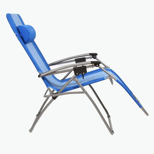  Kamp-Rite Outdoor Furniture Camping Beach Patio Sports Anti Gravity Folding Reclining Chair, Blue