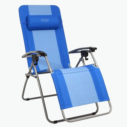  Kamp-Rite Outdoor Furniture Camping Beach Patio Sports Anti Gravity Folding Reclining Chair, Blue