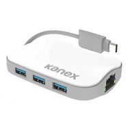 Kanex USB-C to 3 Port USB Hub with Gigabit Ethernet access-White