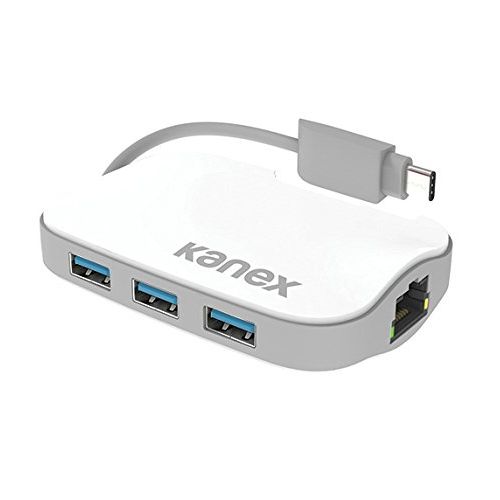 Kanex USB-C to 3 Port USB Hub with Gigabit Ethernet access-White