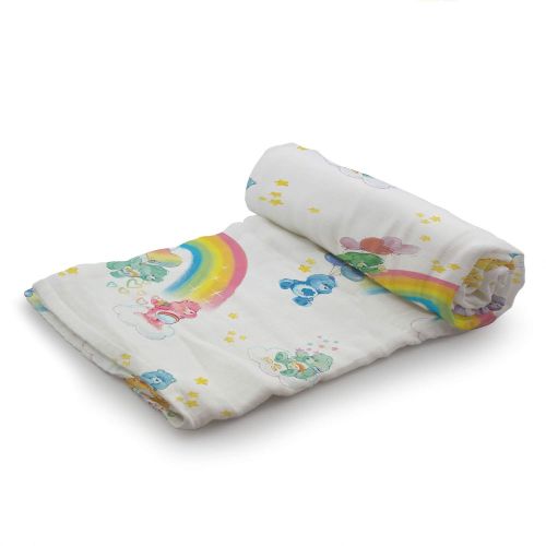  Care Bears for Kanga Care Serene Swaddles - Premium Bamboo Swaddle Blankets (2pk) : Watercolor Hearts + Rainbow