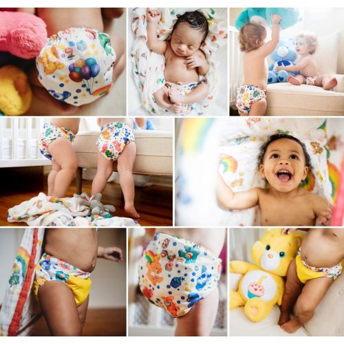  Care Bears for Kanga Care Serene Swaddles - Premium Bamboo Swaddle Blankets (2pk) : Watercolor Hearts + Rainbow