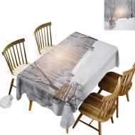 Kangkaishi kangkaishi Winter Easy to Care for Leakproof and Durable Long tablecloths Outdoor Picnic Snow Covered Leafless Trees and Benches in The City Park Sunset Woodland Outdoors W14 x L72