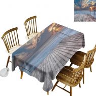 Kangkaishi kangkaishi Easy to Care for Leakproof and Durable Long tablecloths Outdoor Picnic Ocean Sea View Terrace Balcony During Sunset Dawn Image Print W70 x L120 Inch Pale Brown Grey and