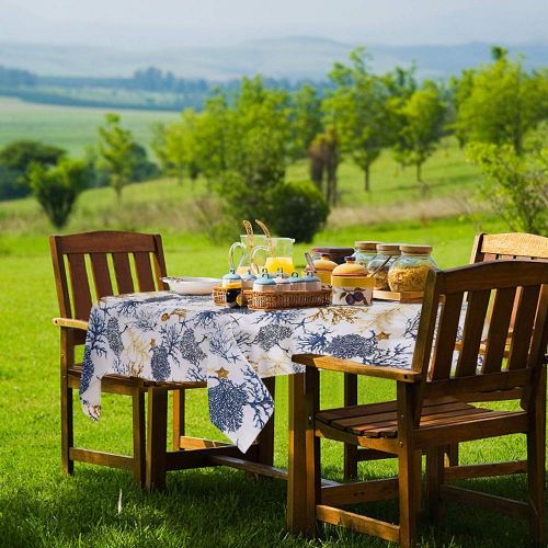  Kangkaishi Easy to Care for Leakproof and Durable Long tablecloths Outdoor Picnic Balcony View Landscape of Ocean Sea as Sunset or Dawn Photograph W60 x L84 Inch Pale Blue White and Lilac