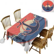 Kangkaishi kangkaishi Easy to Care for Leakproof and Durable Long tablecloths Outdoor Picnic Navy Label with Robe and Sea Waves at Sunset Anchor Retro Aquatic Life Icons W60 x L84 Inch Red Bl