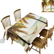 Kangkaishi kangkaishi Holiday Decorations Easy to Care for Leakproof and Durable Long tablecloths Outdoor Picnic Seascape Hammock Palm Trees on Shore Tropical Beach Sunset W70 x L120 Inch