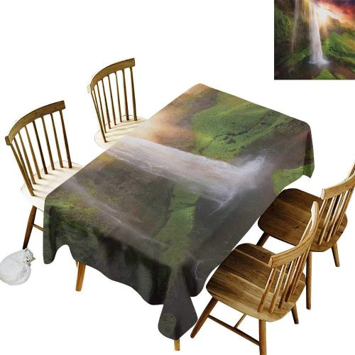  Kangkaishi kangkaishi Easy to Care for Leakproof and Durable Long tablecloths Outdoor Picnic Waterfalls at Fairy Sunset Sky in Iceland Scenic Spring Rural Wildlife Art Image W70 x L120 Inch M