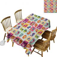 Kangkaishi kangkaishi Easy to Care for Leakproof and Durable Long tablecloths Outdoor Picnic Big Colorful Set with Lovely Animals Birds and Flowers Artistic Ornamental Details W52 x L70 Inch