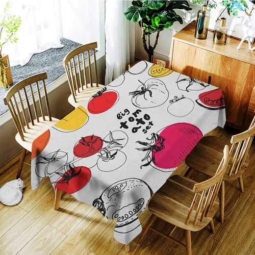 Kangkaishi kangkaishi Easy to Care for Leakproof and Durable Long tablecloths Outdoor Picnic Big Set of Sketched Tomatoes Organic Vegetables in Vivid Colors Fresh and Juicy W52 x L70 Inch Mul
