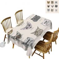 Kangkaishi kangkaishi Indie Easy to Care for Leakproof and Durable Long tablecloths Outdoor Picnic Set of Different Breeds Cat Portraits Doodle Style Cute Funny Animals Kittens W14 x L72 Inch