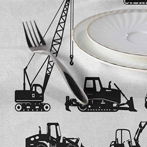  Kangkaishi kangkaishi Construction Waterproof Anti-Wrinkle no Pollution Black Silhouettes Concrete Mixer Machines Industrial Set Trucks Tractors Outdoor Picnic D59.05 Inch Black White