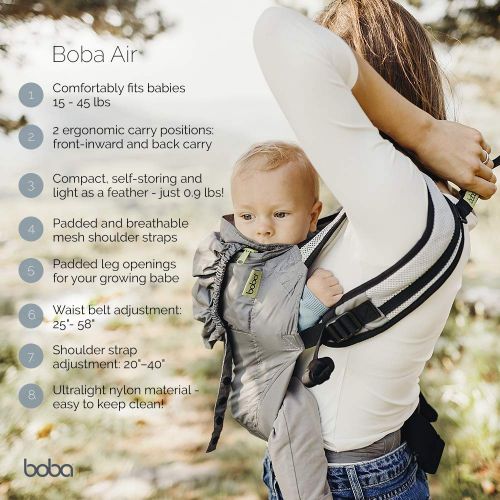  Kangura Boba Air Baby Carrier - Black - Cool Mesh Straps, Padded