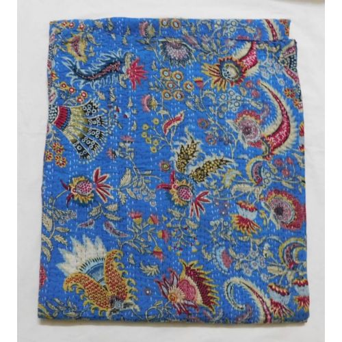  Kanthahouse11 Indian Handmade Kantha Quilt King Print Bedspread Throw Cotton Blanket Gudari Queen.