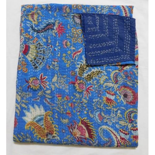  Kanthahouse11 Indian Handmade Kantha Quilt King Print Bedspread Throw Cotton Blanket Gudari Queen.