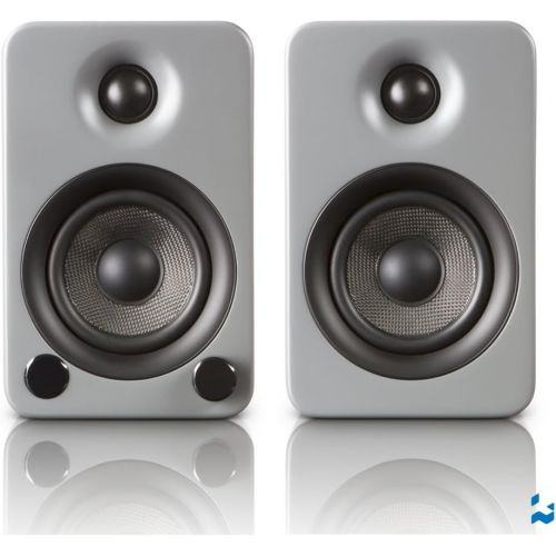  Kanto YU3 4 2-Way Powered Bookshelf Speakers with aptX Bluetooth 4.0 - Matte Grey (YU3MG)