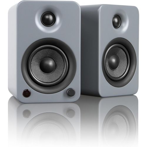  Kanto YU3 4 2-Way Powered Bookshelf Speakers with aptX Bluetooth 4.0 - Matte Grey (YU3MG)