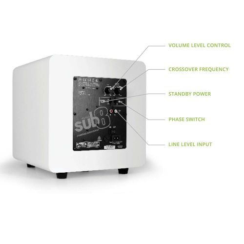  Kanto SUB8 8-inch Powered Subwoofer, Matte White