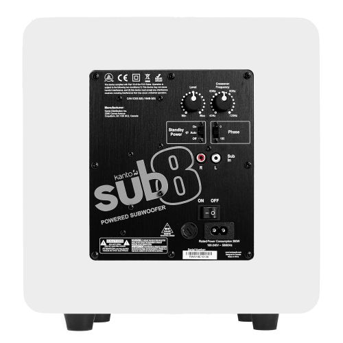  Kanto SUB8 8-inch Powered Subwoofer, Matte White