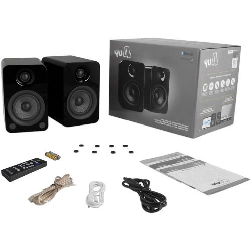  Kanto YU4 Powered Speakers with Bluetooth and Phono Preamp, Gloss Black