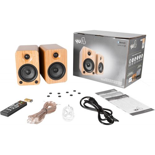  Kanto YU4 Powered Speakers with Bluetooth and Phono Preamp, Gloss Black