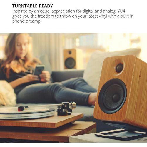  Kanto YU4 Powered Speakers with Bluetooth and Phono Preamp - Matte Grey