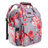 Diaper Bag Backpack, Upgraded Kaome Large Capacity Multifunction Nappy Bags, Waterproof Baby Bag Floral Insulated Durable Travel Maternity Back Pack for Baby Girls (with Diaper Pad