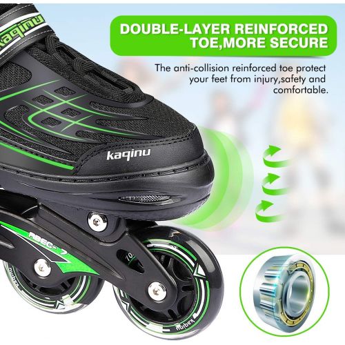  KAQINU Adjustable Inline Skates, Outdoor Blades Roller Skates with Full Illuminating Wheels for Kids and Adults, Women, Girls and Boys