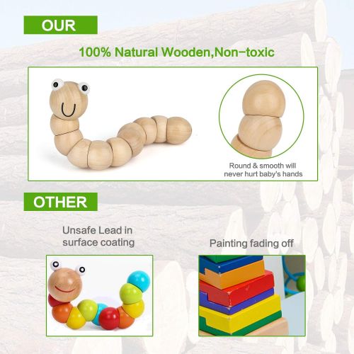  [아마존베스트]KAQINU Kids Musical Instruments, 21Packs Toddlers 100% Natural Wooden Music Percussion Toy Sets for Childrens Preschool Educational Early Learning, Musical Toys for Age1-3 Toddlers