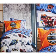 Karaca Home Motocross Bedding Set, 100% cotton Duvet Cover Bedding Set, 3 PCS Bedding Sets, Teen Boy Bedding, Lightweight Luxury Soft & Breathable
