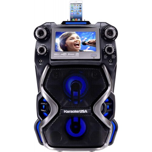  [아마존베스트]Karaoke USA GF920 Outdoor Portable Professional Bluetooth Karaoke Machine and PA System with Rechargeable Lithium Battery