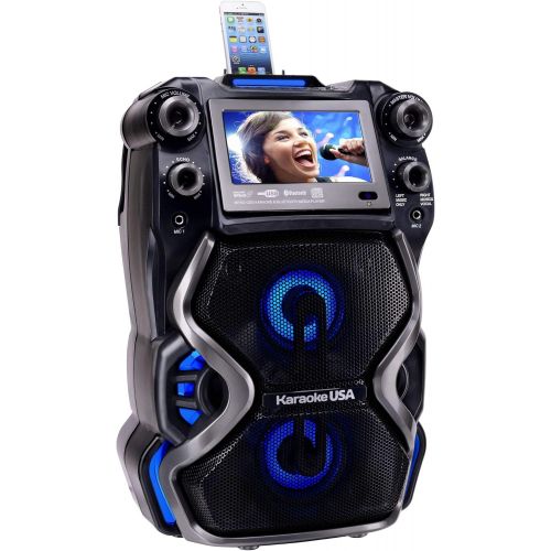  [아마존베스트]Karaoke USA GF920 Outdoor Portable Professional Bluetooth Karaoke Machine and PA System with Rechargeable Lithium Battery