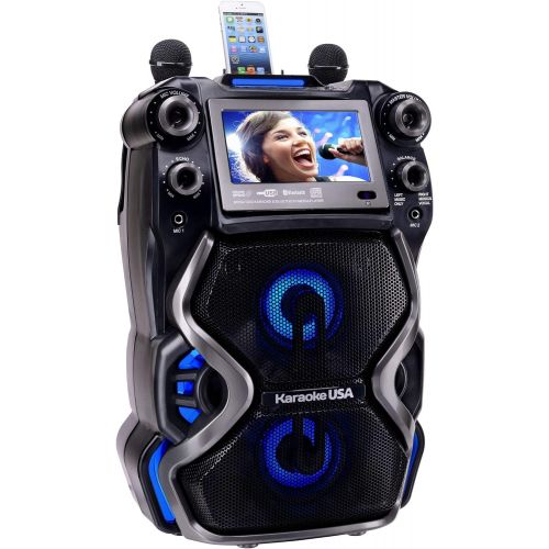  [아마존베스트]Karaoke USA GF920 Outdoor Portable Professional Bluetooth Karaoke Machine and PA System with Rechargeable Lithium Battery