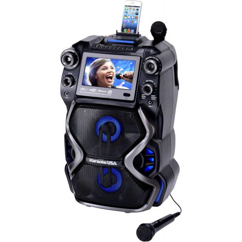  [아마존베스트]Karaoke USA GF920 Outdoor Portable Professional Bluetooth Karaoke Machine and PA System with Rechargeable Lithium Battery