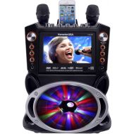 [아마존베스트]Karaoke USA GF845 Complete Karaoke System with 2 Microphones, Remote Control, 7” Color Display, LED Lights - Works with DVD, Bluetooth, CD, MP3 and All Devices