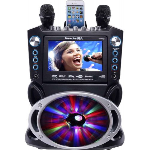  [아마존베스트]Karaoke USA GF842 DVD/CDG/MP3G Karaoke Machine with 7 TFT Color Screen, Record, Bluetooth and LED Sync Lights