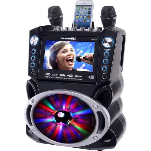  [아마존베스트]Karaoke USA GF842 DVD/CDG/MP3G Karaoke Machine with 7 TFT Color Screen, Record, Bluetooth and LED Sync Lights