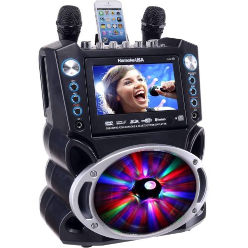 [아마존베스트]Karaoke USA GF842 DVD/CDG/MP3G Karaoke Machine with 7 TFT Color Screen, Record, Bluetooth and LED Sync Lights