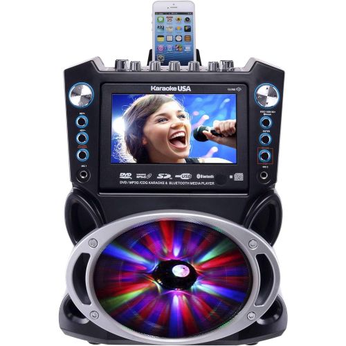  [아마존베스트]Karaoke USA GF842 DVD/CDG/MP3G Karaoke Machine with 7 TFT Color Screen, Record, Bluetooth and LED Sync Lights