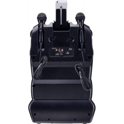  [아마존베스트]Karaoke USA Complete Rechargeable Karaoke System with 2 Microphones, Remote Control, 7’’ Color Display, LED Lights  Works with Bluetooth, CD and MP3 (GF920)