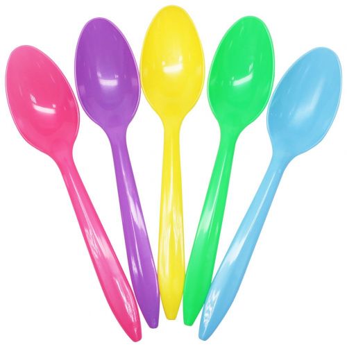  Karat U2008 (Rainbow)5.5 PP Medium Weight Disposable Teaspoon, Rainbow (Pack of 1000)