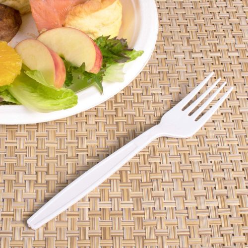  Karat U3530W 7 Poly-Wrapped Heavy-Weight Disposable Fork, White (Pack of 1000)