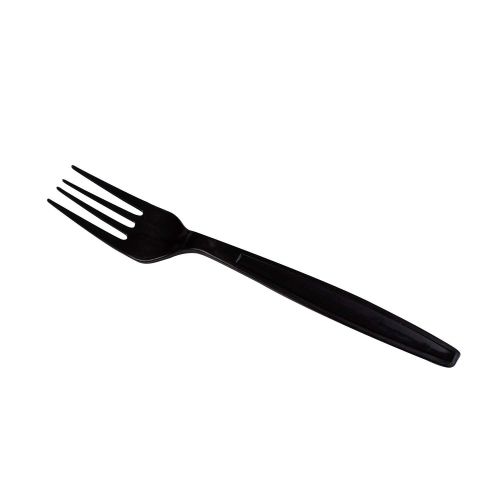  Karat U3530B 7 Poly-Wrapped Heavy-Weight Disposable Fork, Black (Pack of 1000)